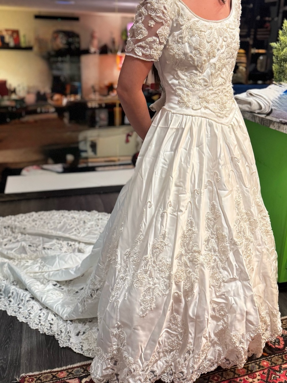 Vintage Private Collection Wedding Dress Sz 12 Beaded Cathedral Train 8585